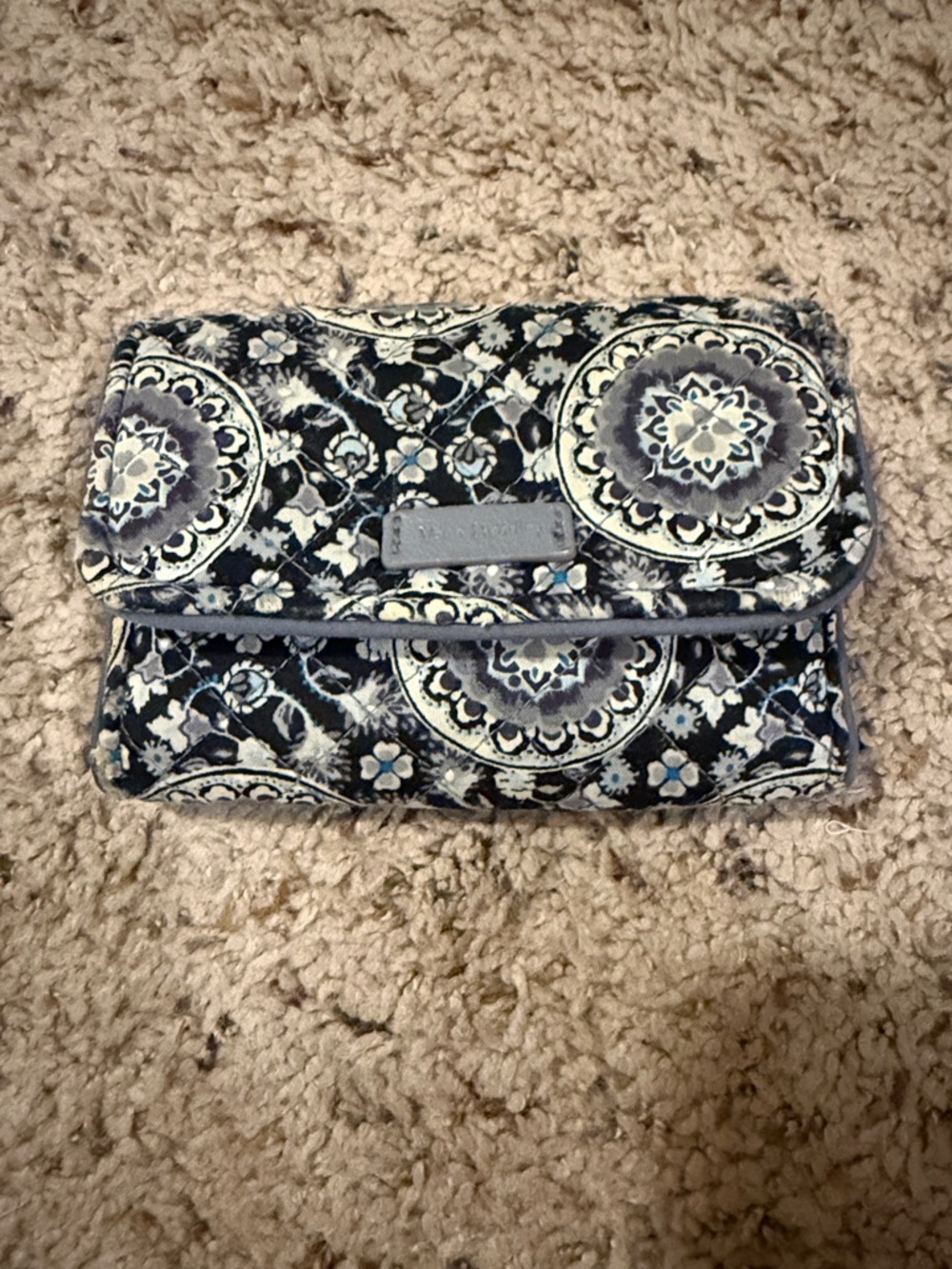 Vera Bradley Quilted Wallet in Navy Blue Floral Medallion